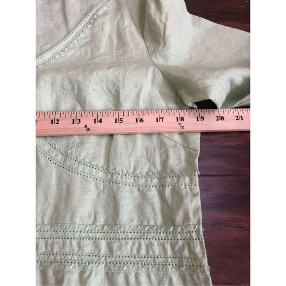 Edward Woman Irish linen lime green TOP Tunic Blouse  size L - Picture 12 of 15